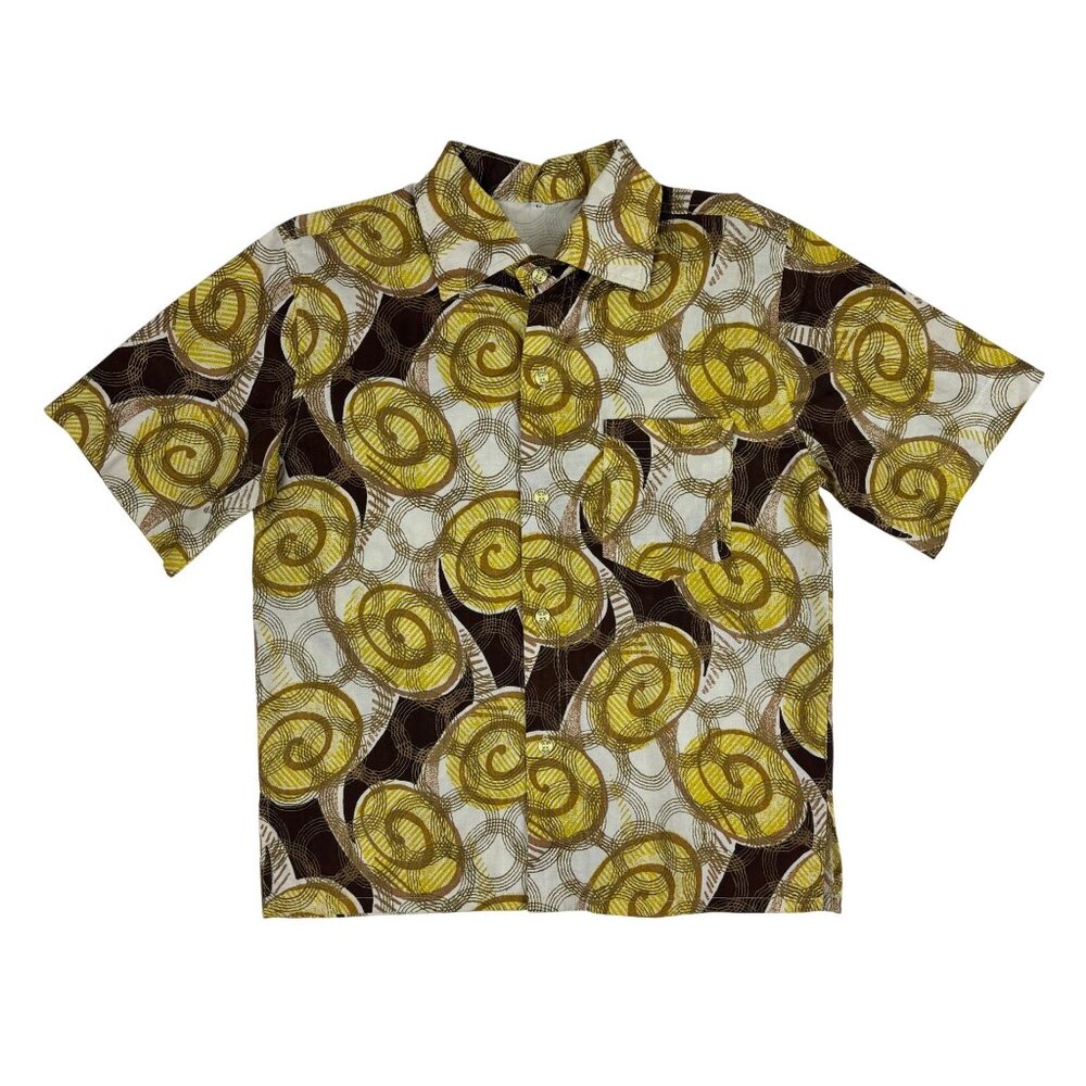 Joules Polo Retro Shirt Mens Size XS Gold Metallic Swirls Print Cotton - Picture 1 of 11
